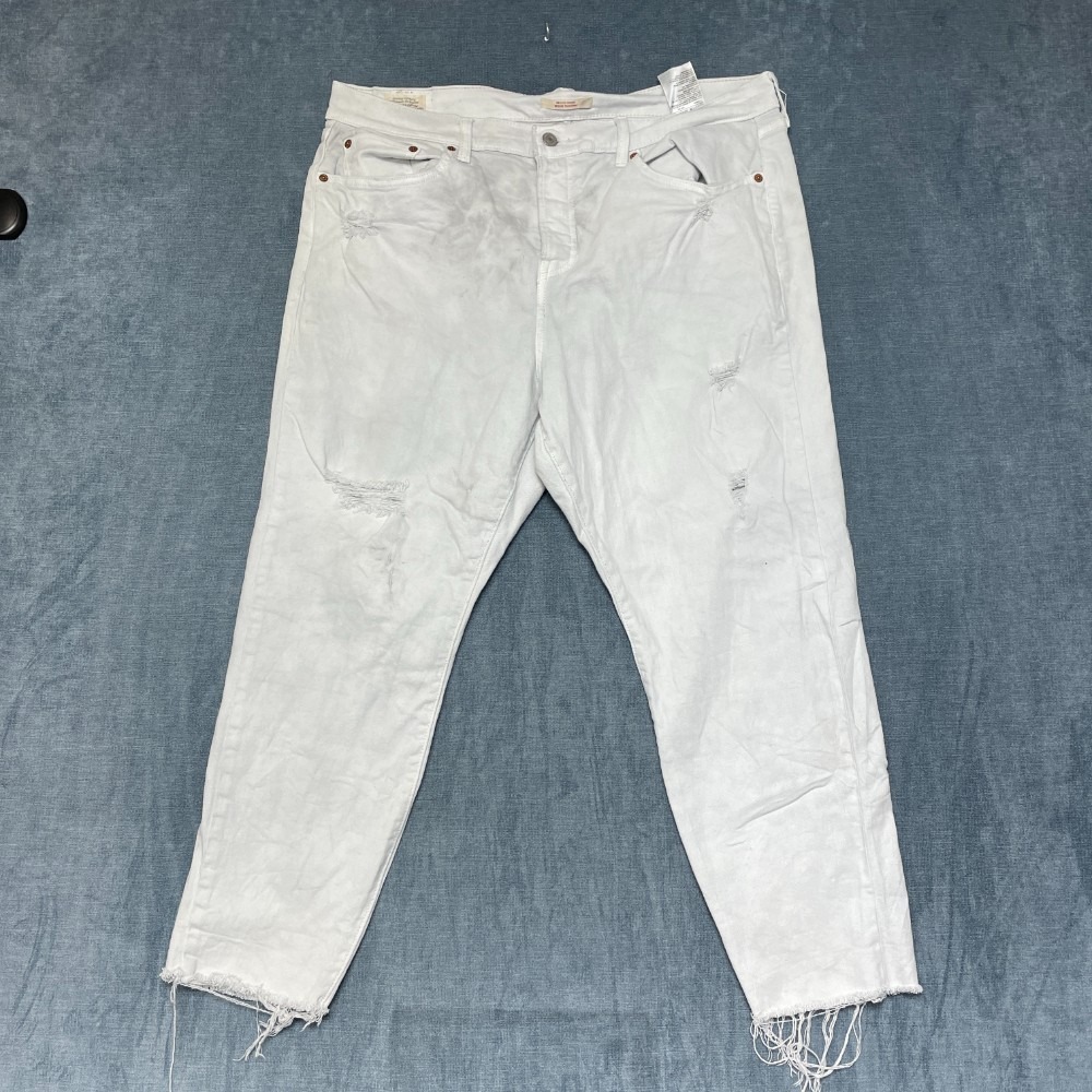 Levi's Wedgie Skinny Jeans Womens 18W White Denim Distressed Frayed Hem Logo